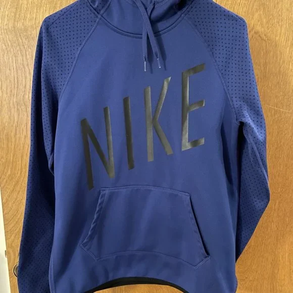 Nike Women's Size Small Royal Blue Sweatshirt Therma-Fit Hooded Hoody Hoodie EUC - Picture 4 of 9
